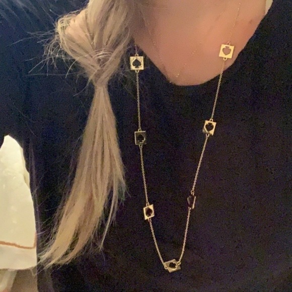 KATE SPADE • Gold Spade Hole Punch Rosary Long Necklace - Picture 2 of 5